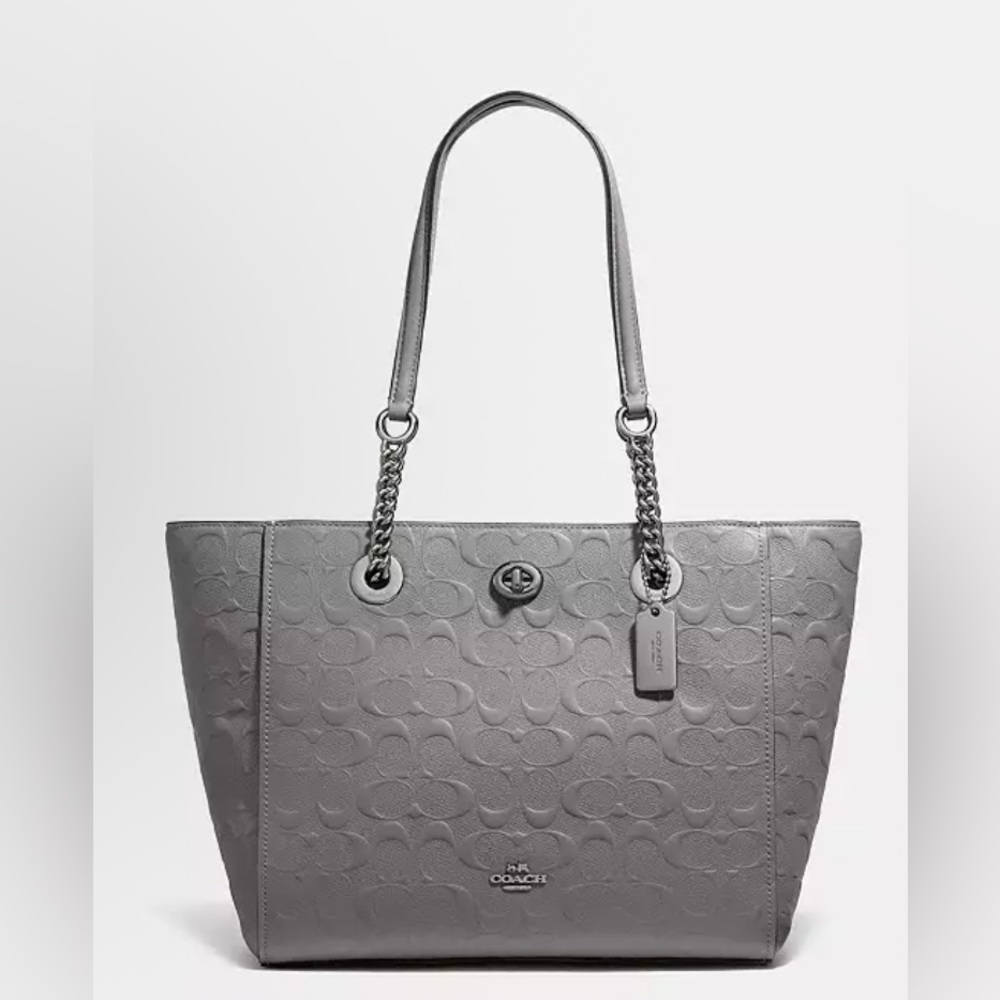 Coach Gray Quilted Leather Tote Full Set